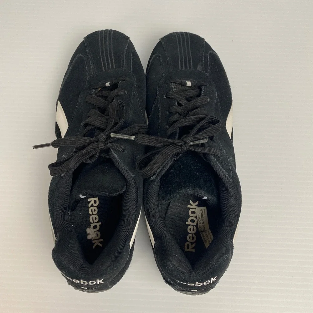 Reebok Women's Driving Metal‎ X Casual Black Suede White Lace Athletic Shoes 8.5